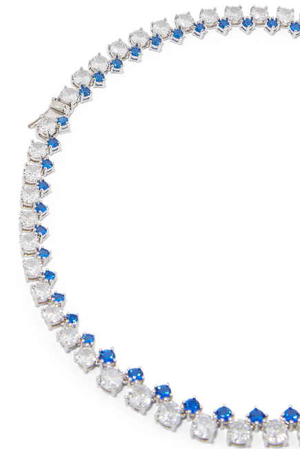 Round Graduated Double Riviere Necklace, Plated Brass & Cubic Zirconia